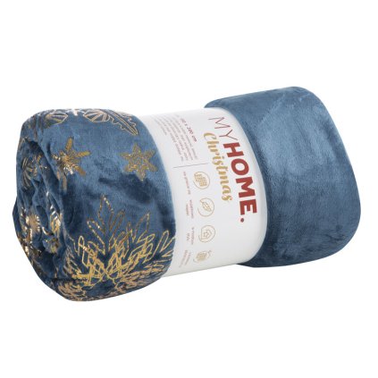 256457 vianocna deka joy3 150x200cm tmavomodra