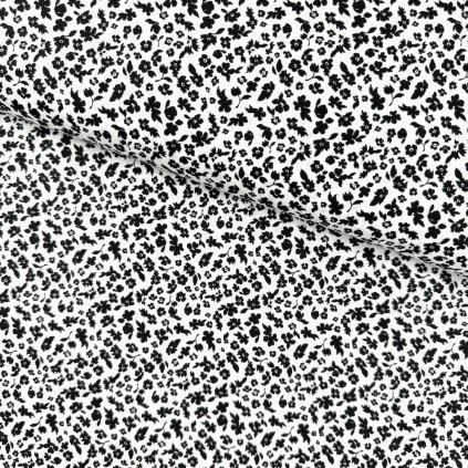 166438 2 bavlna vzorovana cierne mini kvety na bielom