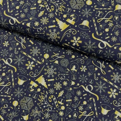 172388 3 bavlna vzorovana vianoce modre