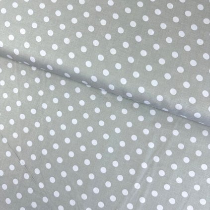174245 bavlna vzorovana biele bodky 1 cm na sivom