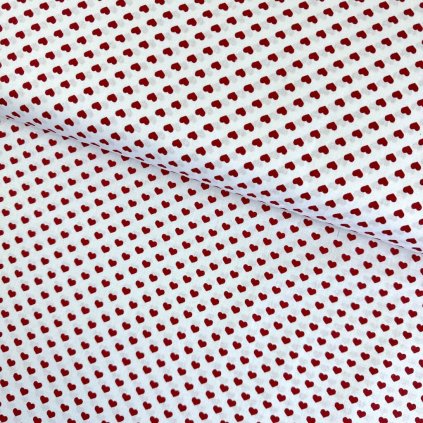 174272 7 bavlna vzorovana srdiecka cervene na bielom