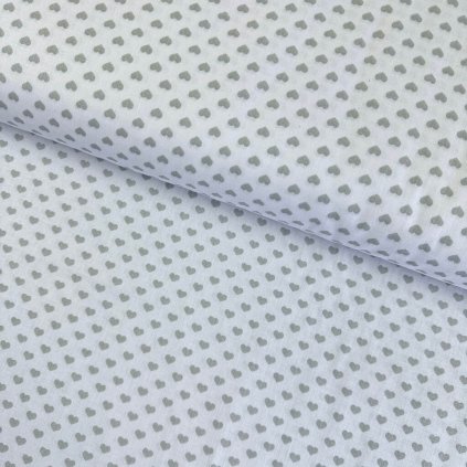 174266 7 bavlna vzorovana srdiecka sive na bielom