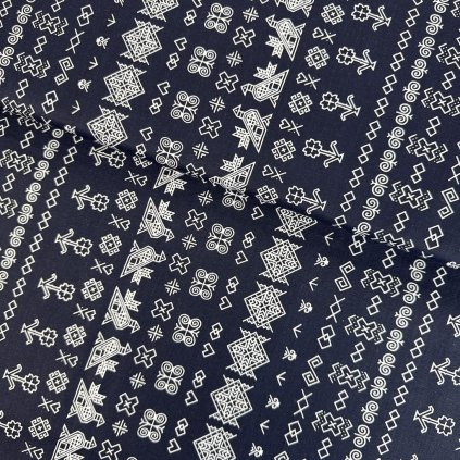 233219 3 bavlna ludovy vzor cicmany modra tmava