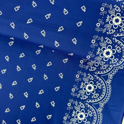 233228 3 bavlna ludovy vzor bordura stvorlistok parizska modra