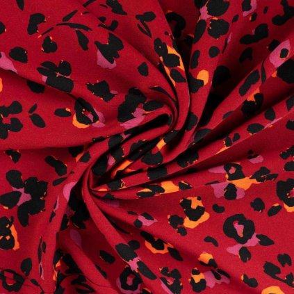 236162 3 viskoza vzor leopard na tmavo cervenom