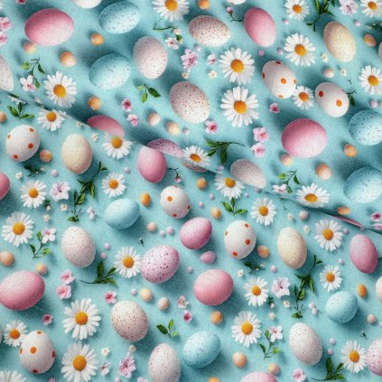 271047 4 bavlna digital vajicka a sedmokrasky na modrom