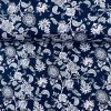 Baumwolle gemustert - Weiße Blumen auf Dunkelblau