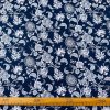 Baumwolle gemustert - Weiße Blumen auf Dunkelblau