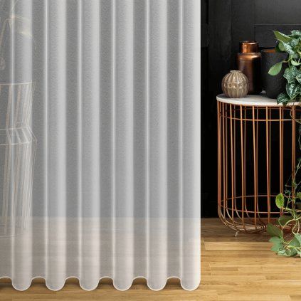 Vitrázsfüggönyökanyag Mark h. 300 cm - Fehér