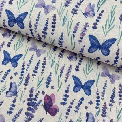 Len Digital dekoratív - Levendula és pillangók lenvászonra
