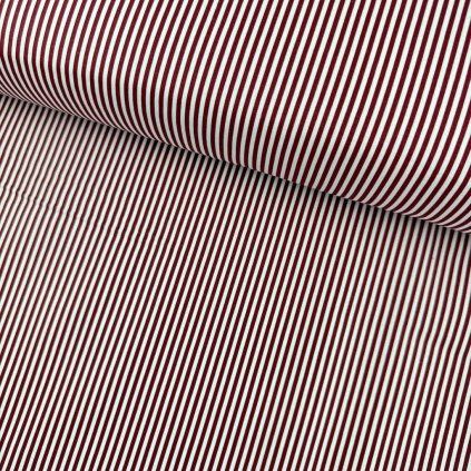 Pamut mintás - Bordó csík fehéren 3 mm