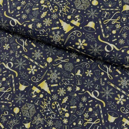 Pamut mintás - karácsonyi kék