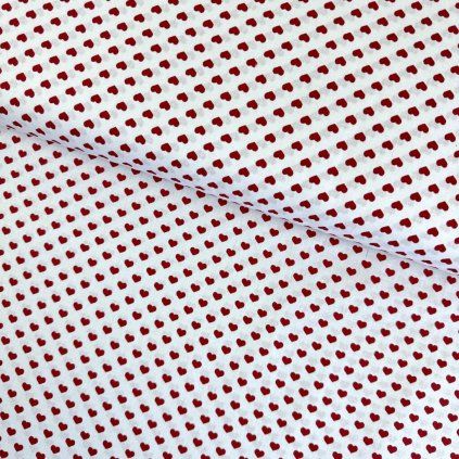 Pamut mintás - Szívek piros fehéren