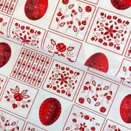 Pamut mintás - Patchwork tojás piros