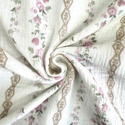 Muszlin - Virágcsíkok