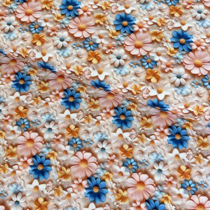 Pamut Digital 3D - Virágok színes