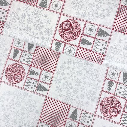 243149 bavlna vianoce patchwork bordovo strieborna