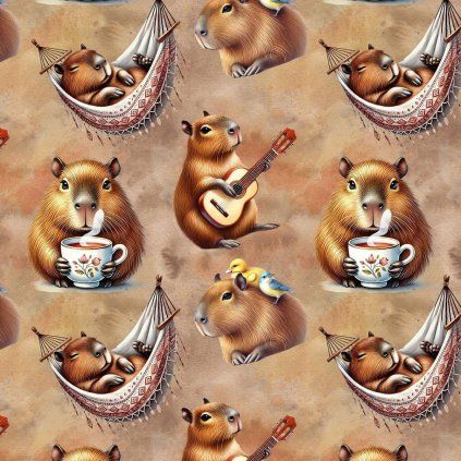 Melegítőanyag Digital - Kapybara gitárral