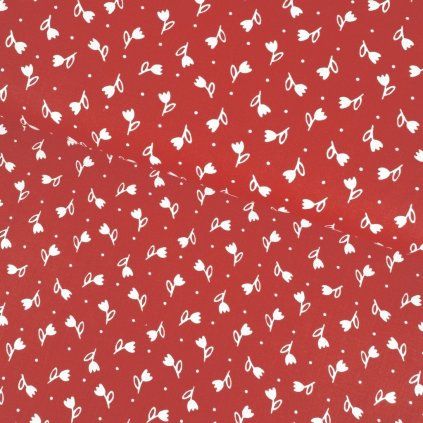 Pamut népi minta - Tulipán fehéren piroson