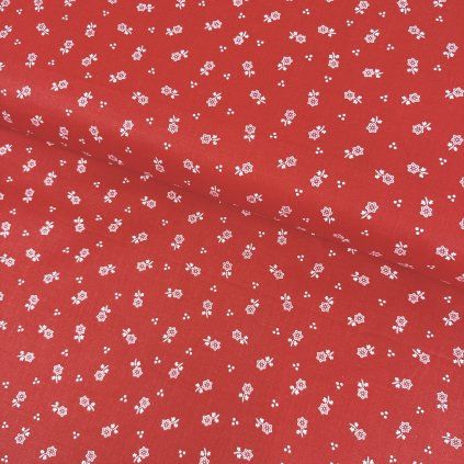 Pamut népi minta - Virág piroson