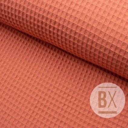 Organikus Waffle pamut - Világos lazacnarancs