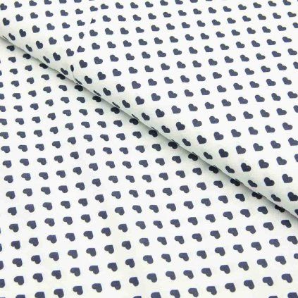 Mintás pamut - Szívecskék - Sötétkék