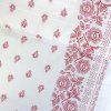 Pamut népi minta - Bordűre rózsaszín fehér