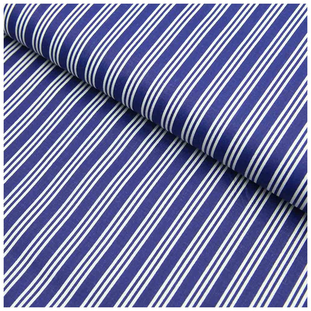 Bavlna vzorovaná - Prúžok trojitý - Modrá
