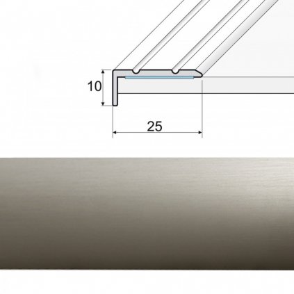 Ukončovacia lepená lišta A31 inox, Rozmery 0.03 x 1.80