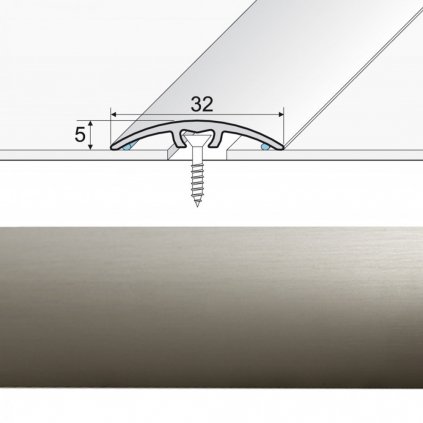 Prechodová lišta narážaná A66 inox, Rozmery 0.03 x 0.93