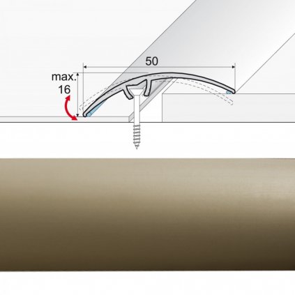 Prechodová lišta narážaná A65 champagne, Rozmery 0.05 x 1.80