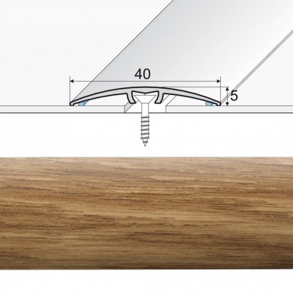Prechodová lišta narážaná A64 dub, Rozmery 0.04 x 0.93