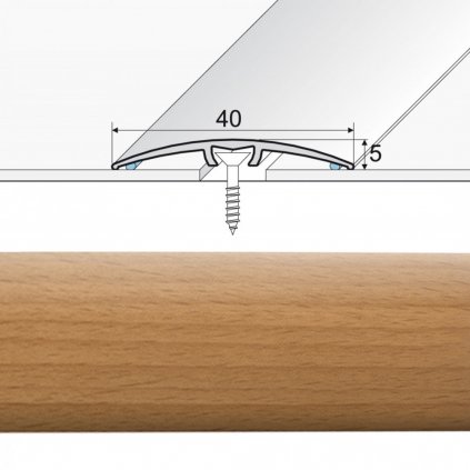 Prechodová lišta narážaná A64 buk, Rozmery 0.04 x 0.93