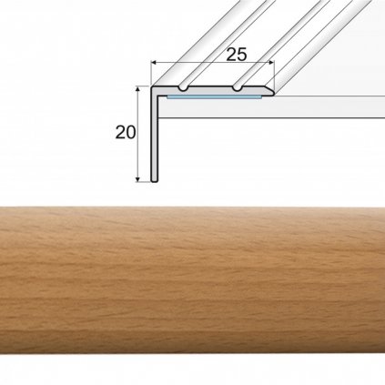 Ukončovacia lepená lišta A36 buk, Rozmery 0.03 x 1.80