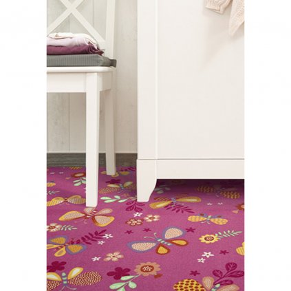 Detský koberec Papillon 66 ružový, Šírka (m) 4.00