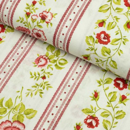 Bavlna ľudový vzor - Ruža staroružová