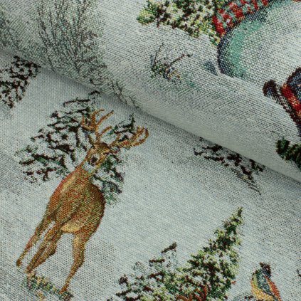 Gobelín Vianoce - Lurex jeleň na sivom