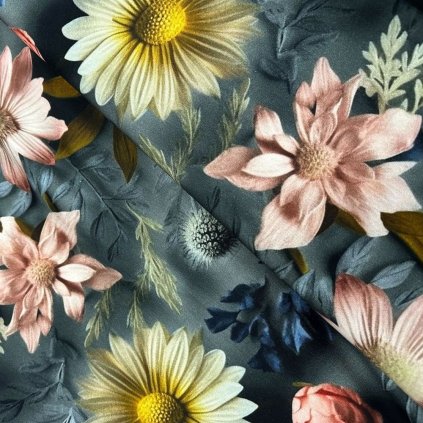 Teplákovina digital - Záhrada kvetov na sivom