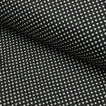 Bavlna vzorovaná - Biele bodky (3 mm) na čiernom