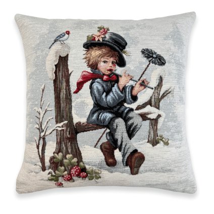 Obliečka na vankúš Gobelín CHENILLE 42/42 cm - Chlapec s píšťaľkou