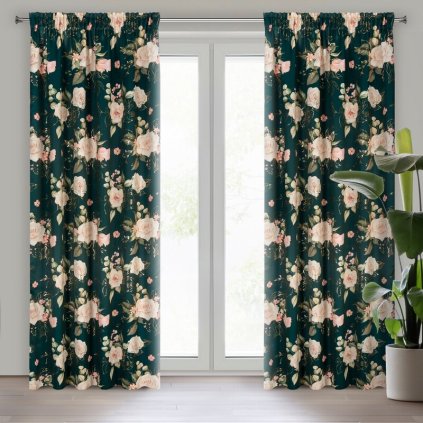 134592 zaves rose na paske 135x270 cm tmavozeleny