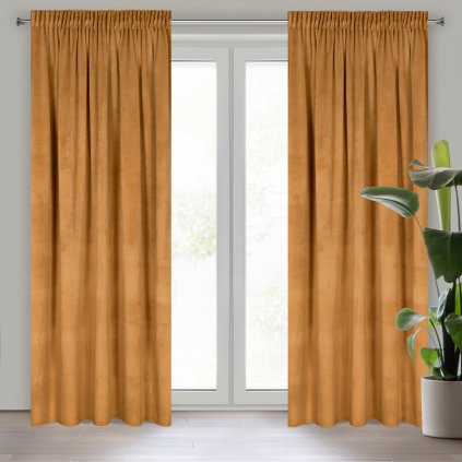 HOTOVÝ ZÁVES MELANIE NA PÁSKE 140X270CM MEDOVÝ