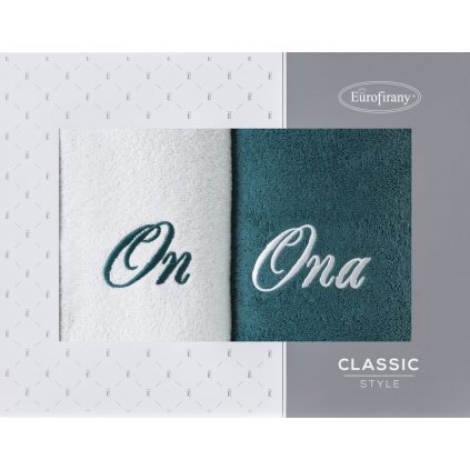 SADA UTERÁKOV ONA&ON 50X90CM KRÉMOVÁ, TMAVOZELENÁ