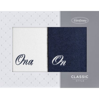 SADA OSUŠIEK ONA&ON 70X140CM BIELA, TMAVOMODRÁ