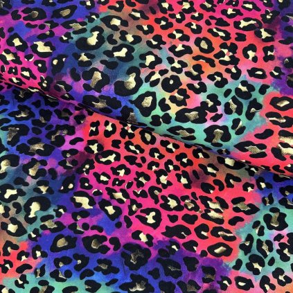 Teplákovina digital - Leopard gold multicolour
