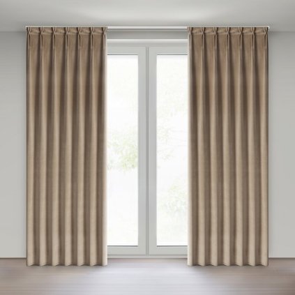 HOTOVÝ ZÁVES MELANIE NA PÁSKE 140X270CM TMAVOBÉŽOVÝ