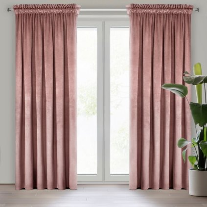 HOTOVÝ ZÁVES MELANIE NA PÁSKE 140X270CM TMAVORUŽOVÝ