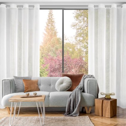 ZÁCLONA LUCY NA KRUHÁ 140 X 250 CM BIELA