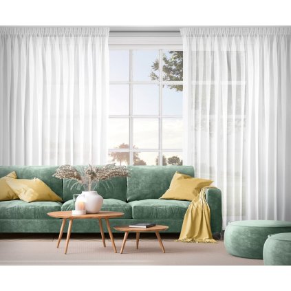 ZÁCLONA LUCY NA PÁSKE 300 X 250 CM BIELA