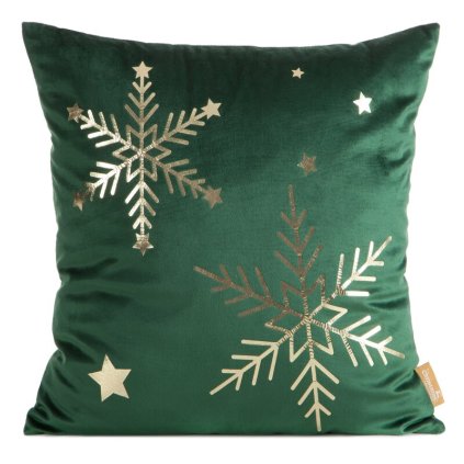 VIANOČNÁ OBLIEČKA NA VANKÚŠ 237C 45X45CM TMAVOZELENÁ